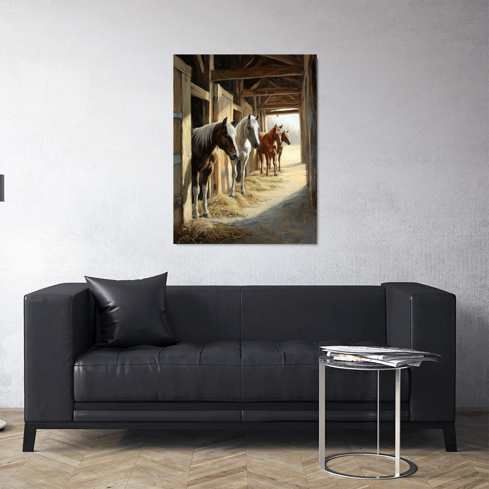 Tableau Chevaux Écurie