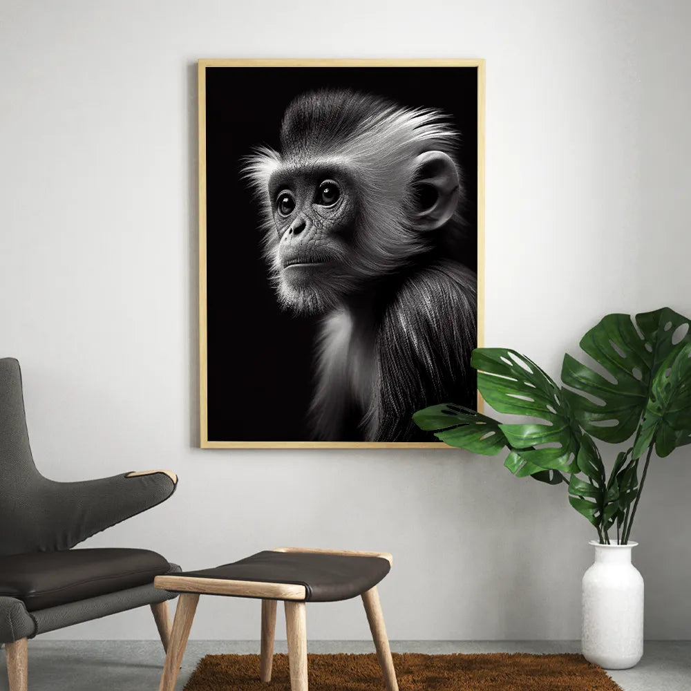 Tableau cadre noir Photo de singe Jungle Life, YellowTipi