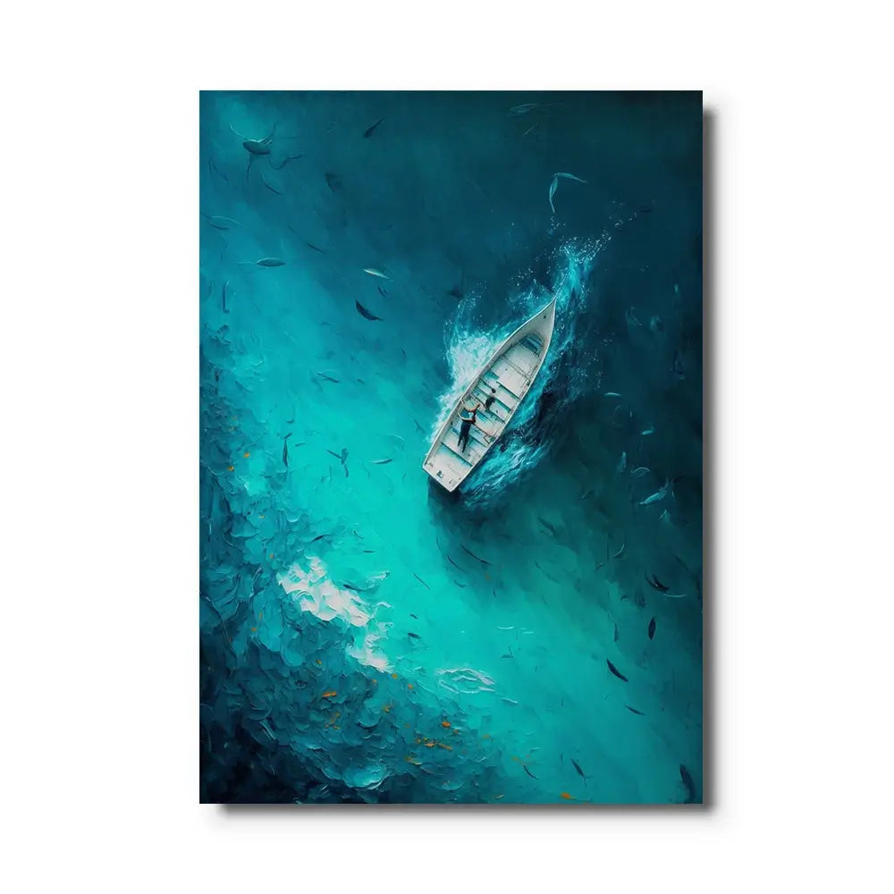 tableau bleu bateau