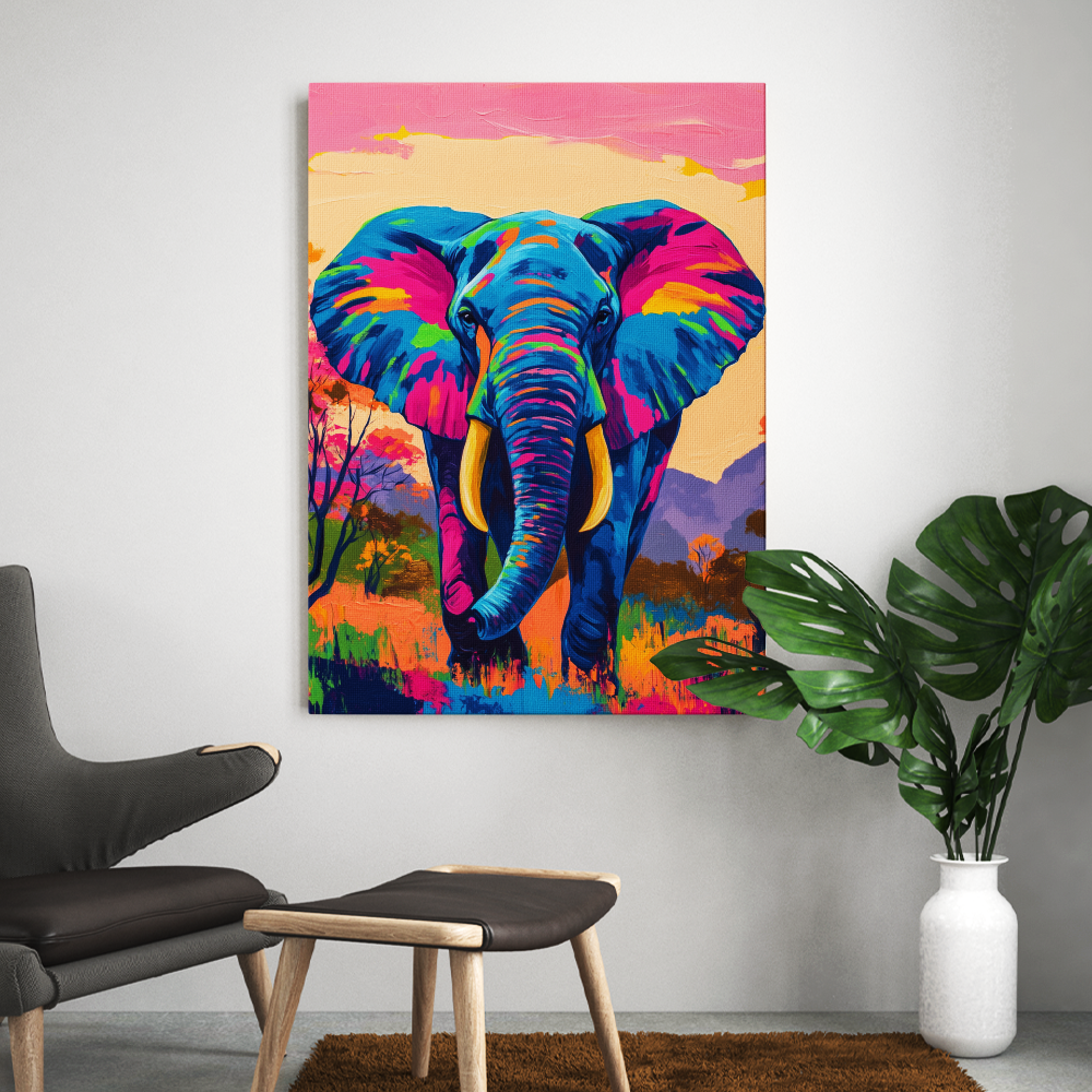 Tableau Eléphant Couleur