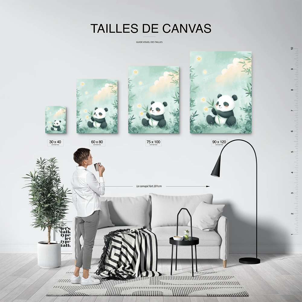 taille tableau panda chambre bébé