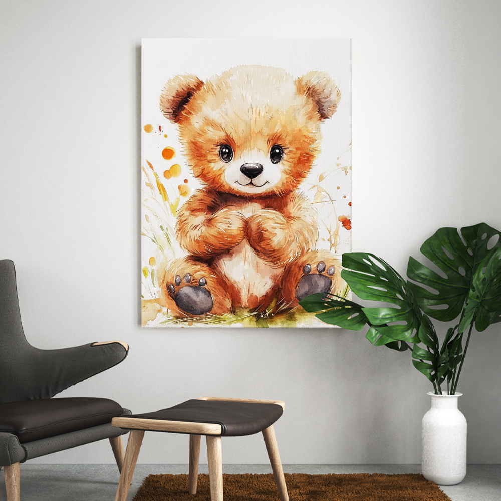 Tableau Chambre Bébé Ourson Aquarelle