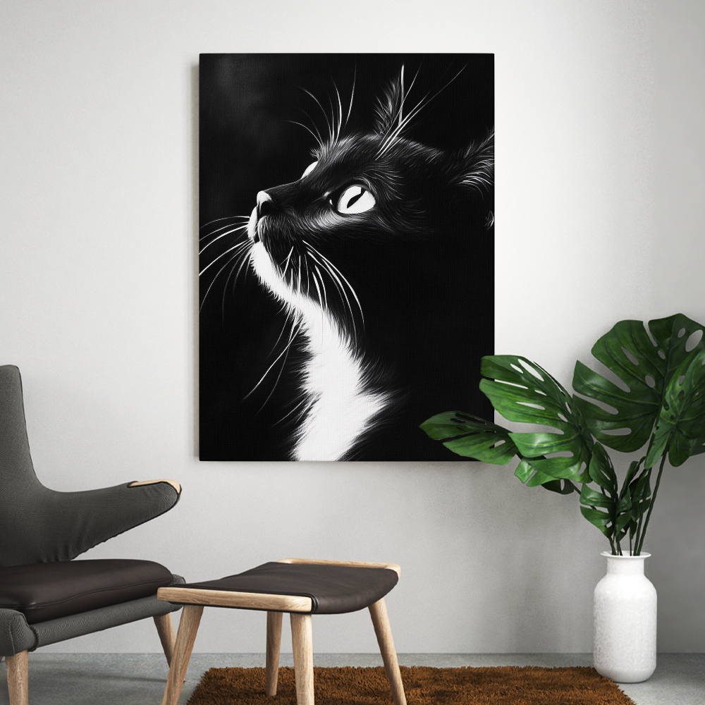 Tableau Chat Noir et Blanc