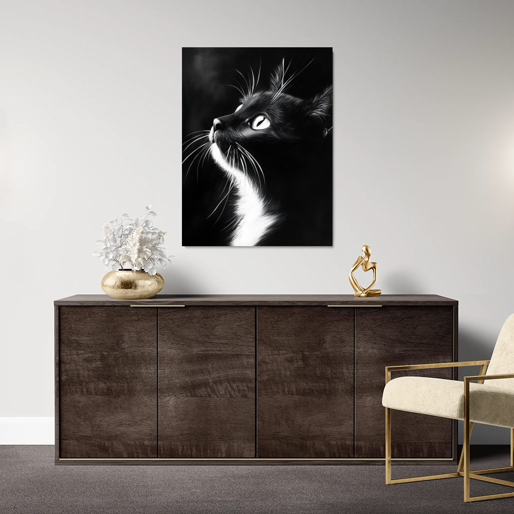 Tableau Chat Noir et Blanc
