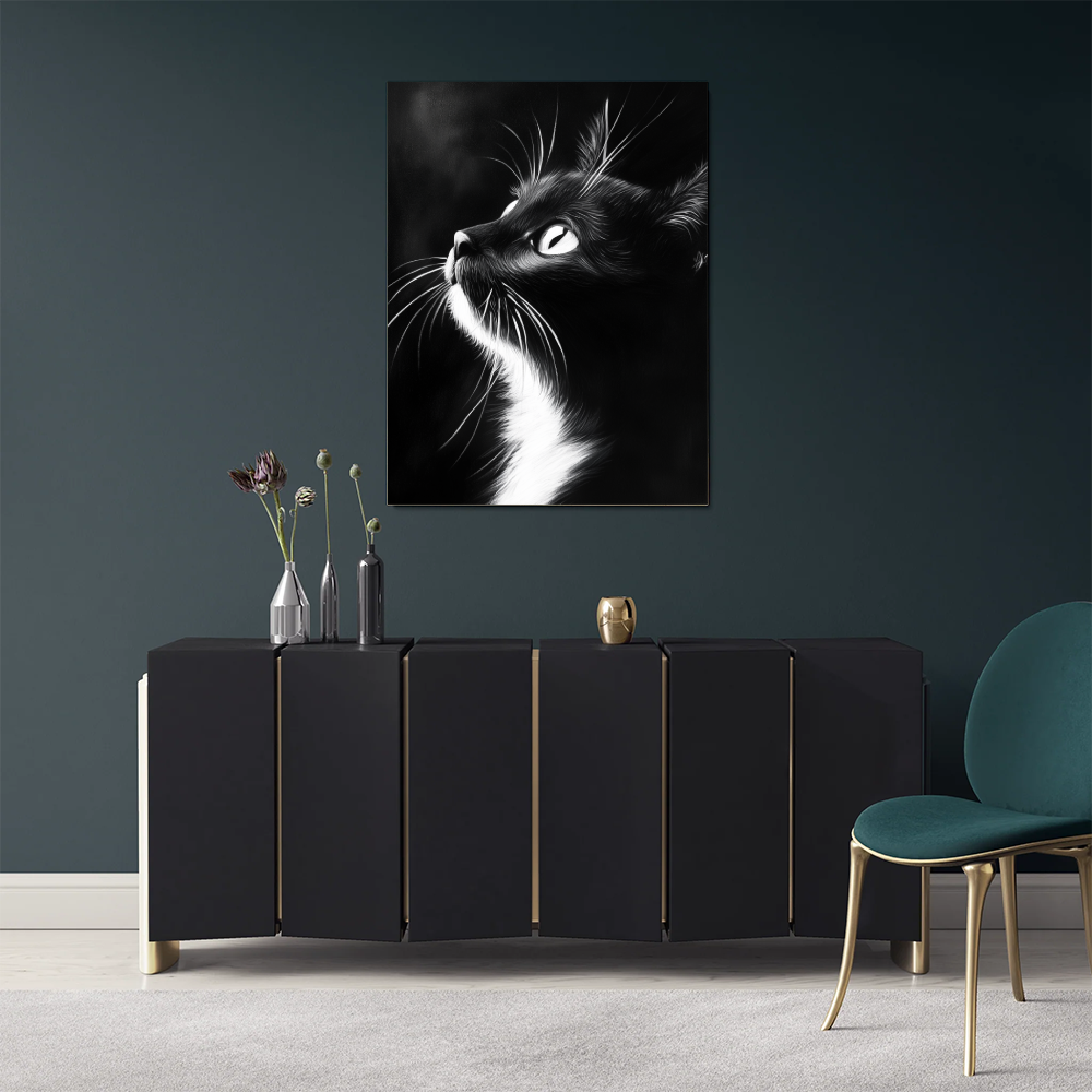 Tableau Chat Noir et Blanc