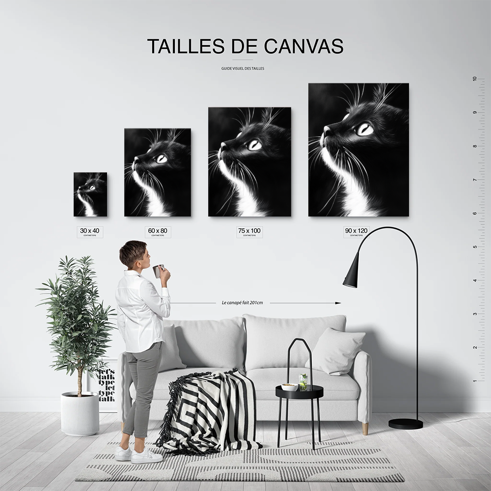 Tableau Chat Noir et Blanc