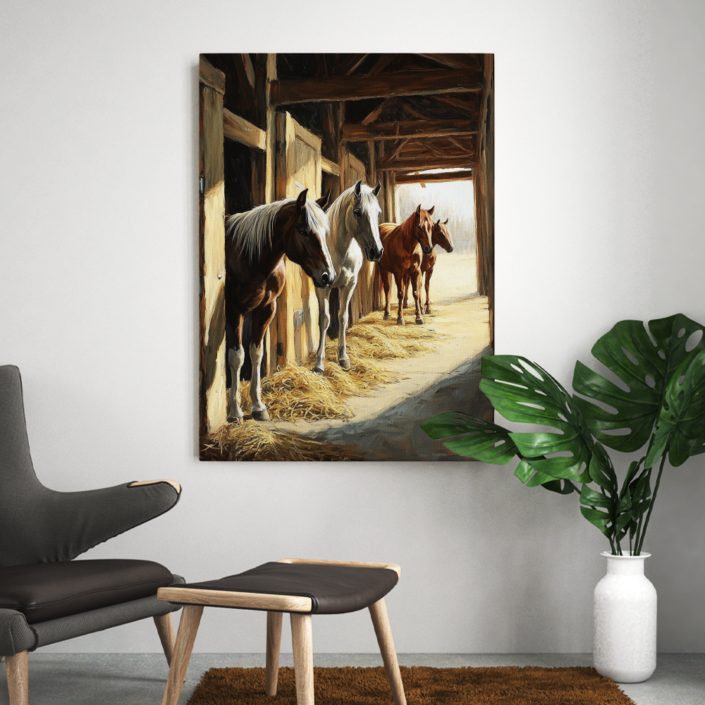 Tableau Chevaux Écurie