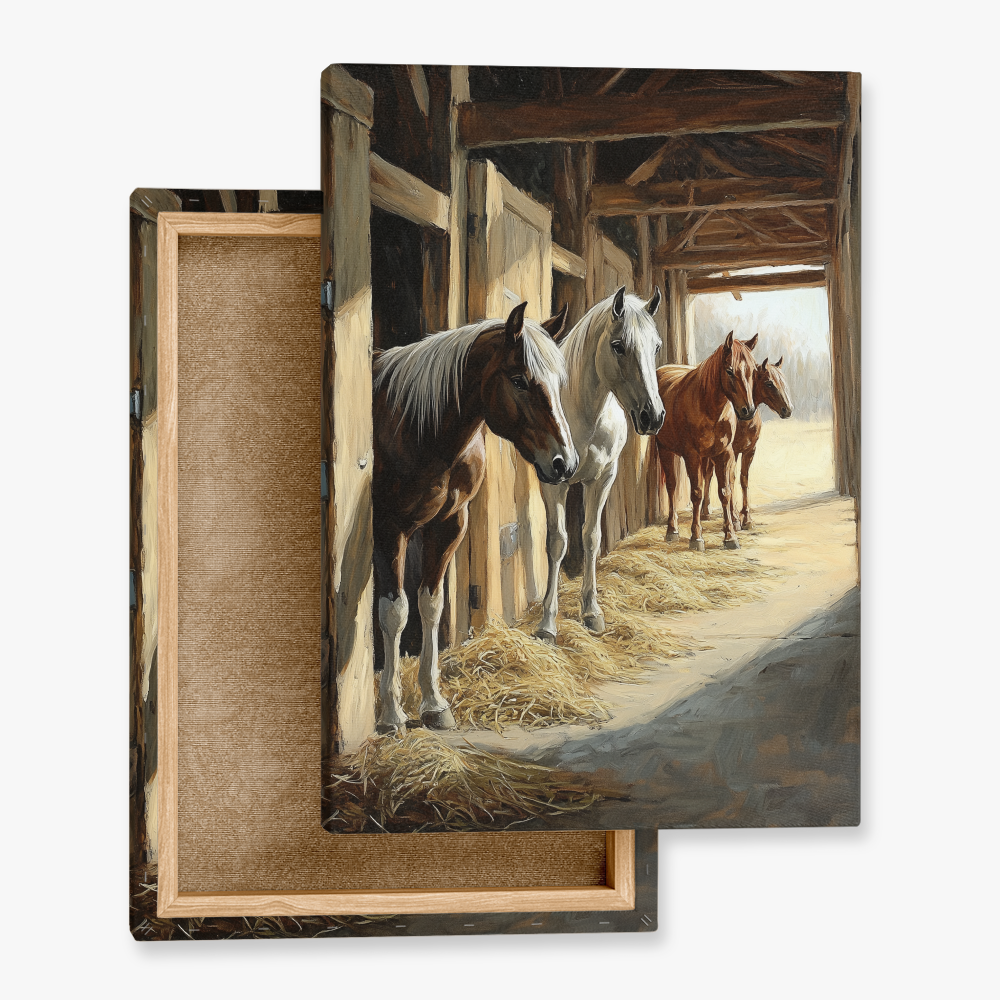Tableau Chevaux Écurie