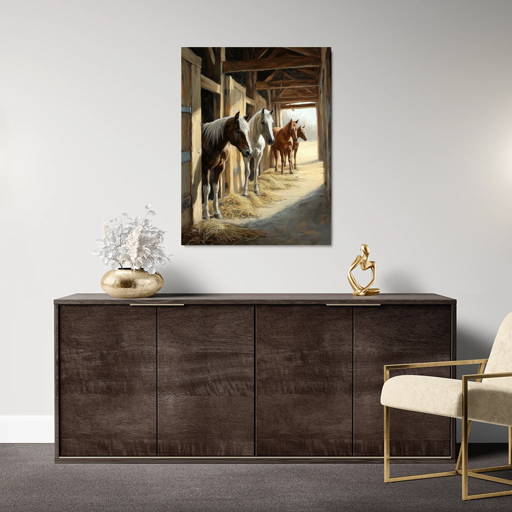 Tableau Chevaux Écurie