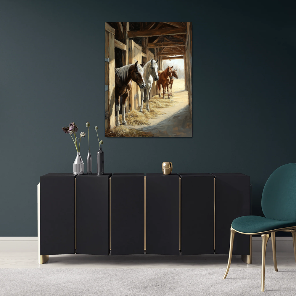 Tableau Chevaux Écurie