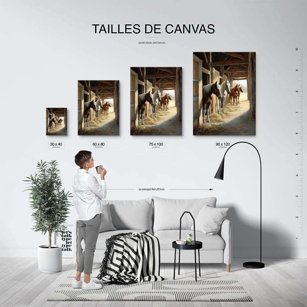 Tableau Chevaux Écurie