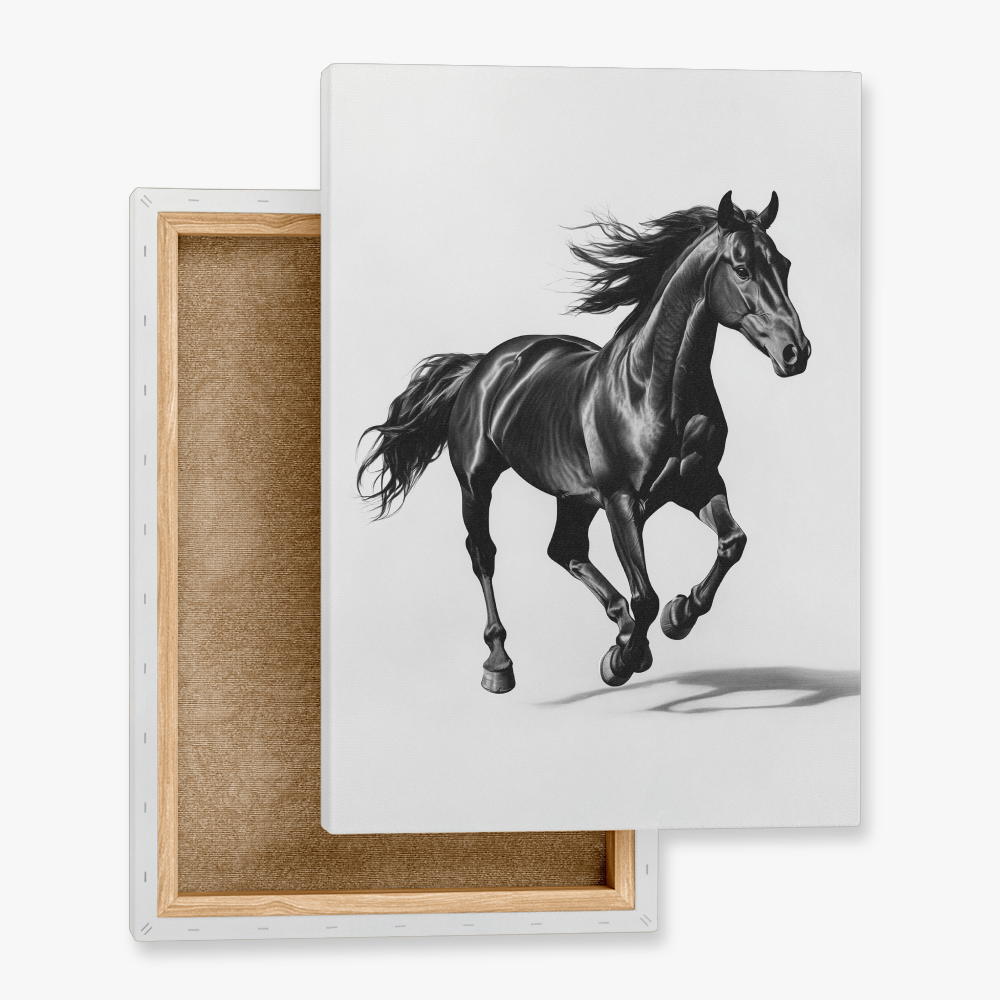 Tableau de Cheval Noir et Blanc