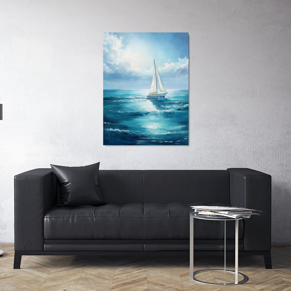 Tableau de Mer avec Bateau