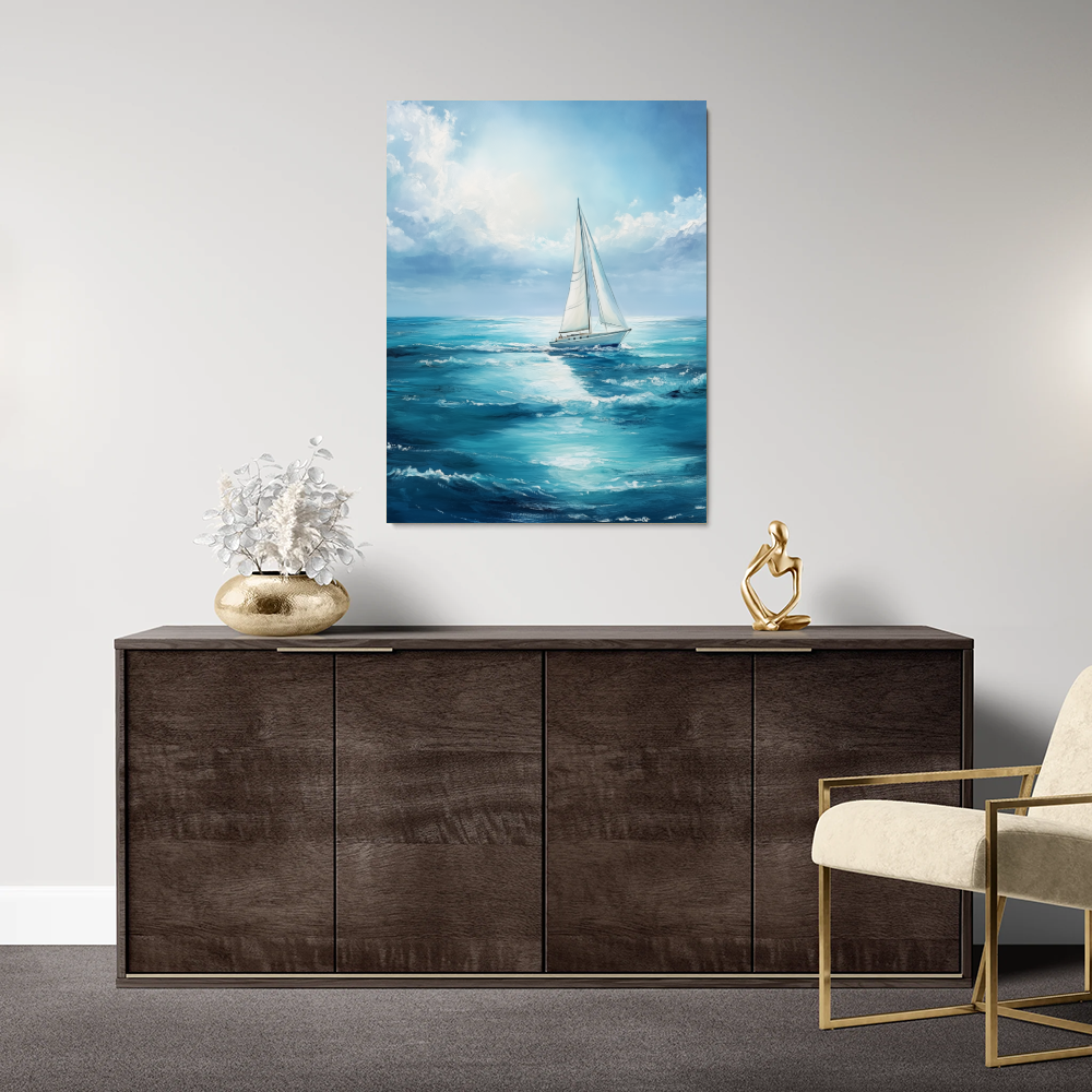 Tableau de Mer avec Bateau