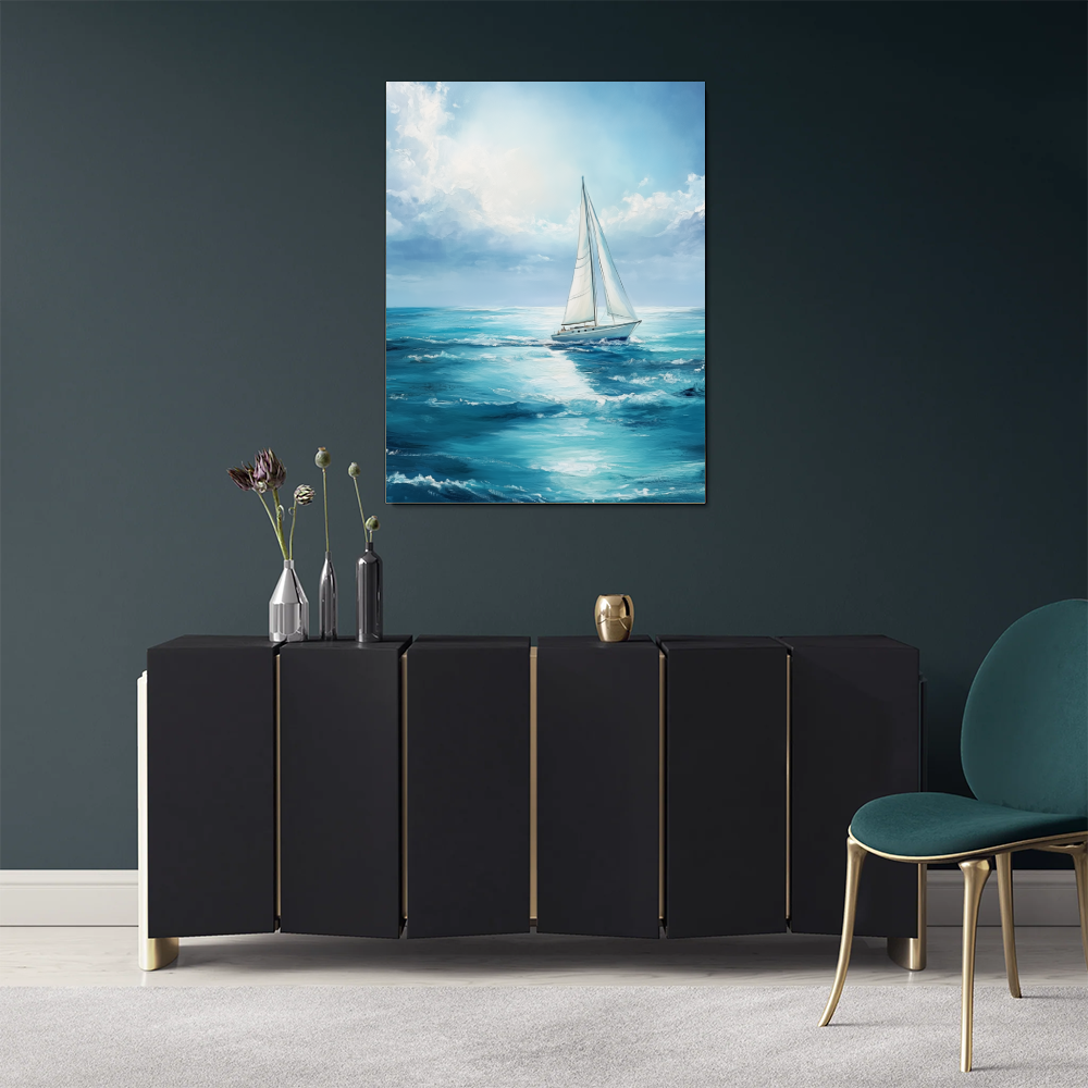 Tableau de Mer avec Bateau