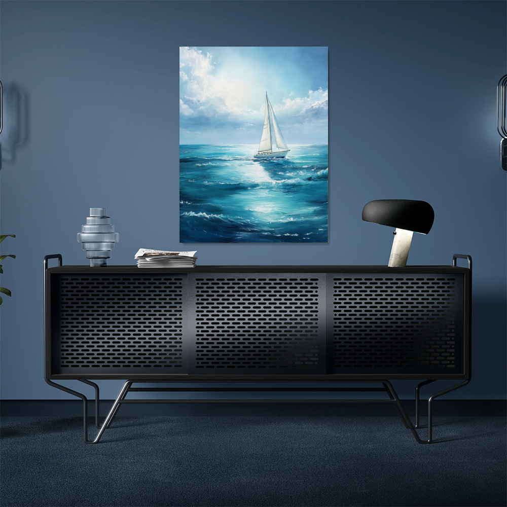 Tableau de Mer avec Bateau