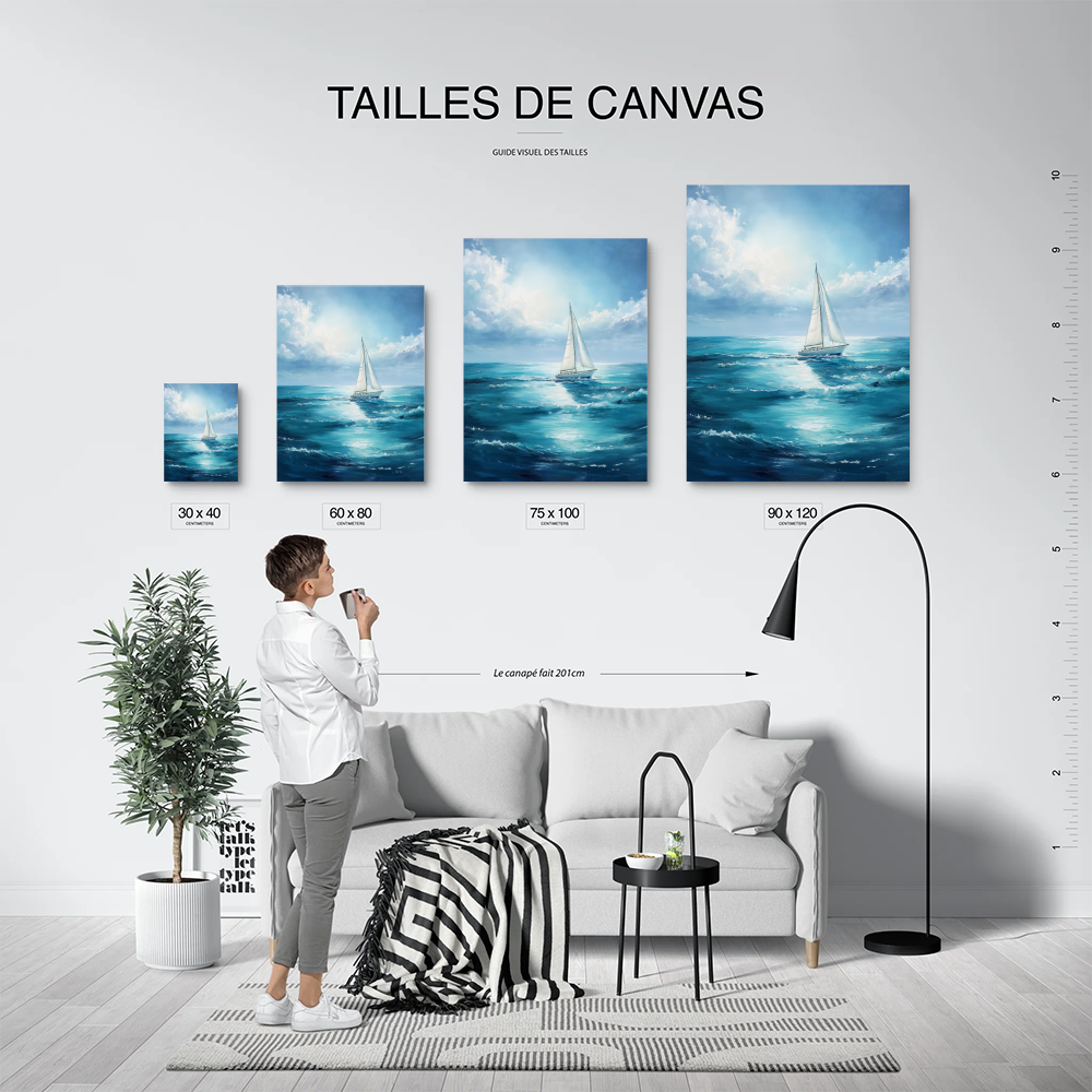 Tableau de Mer avec Bateau
