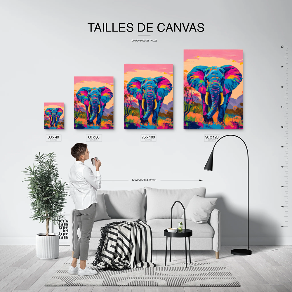 Tableau Eléphant Couleur