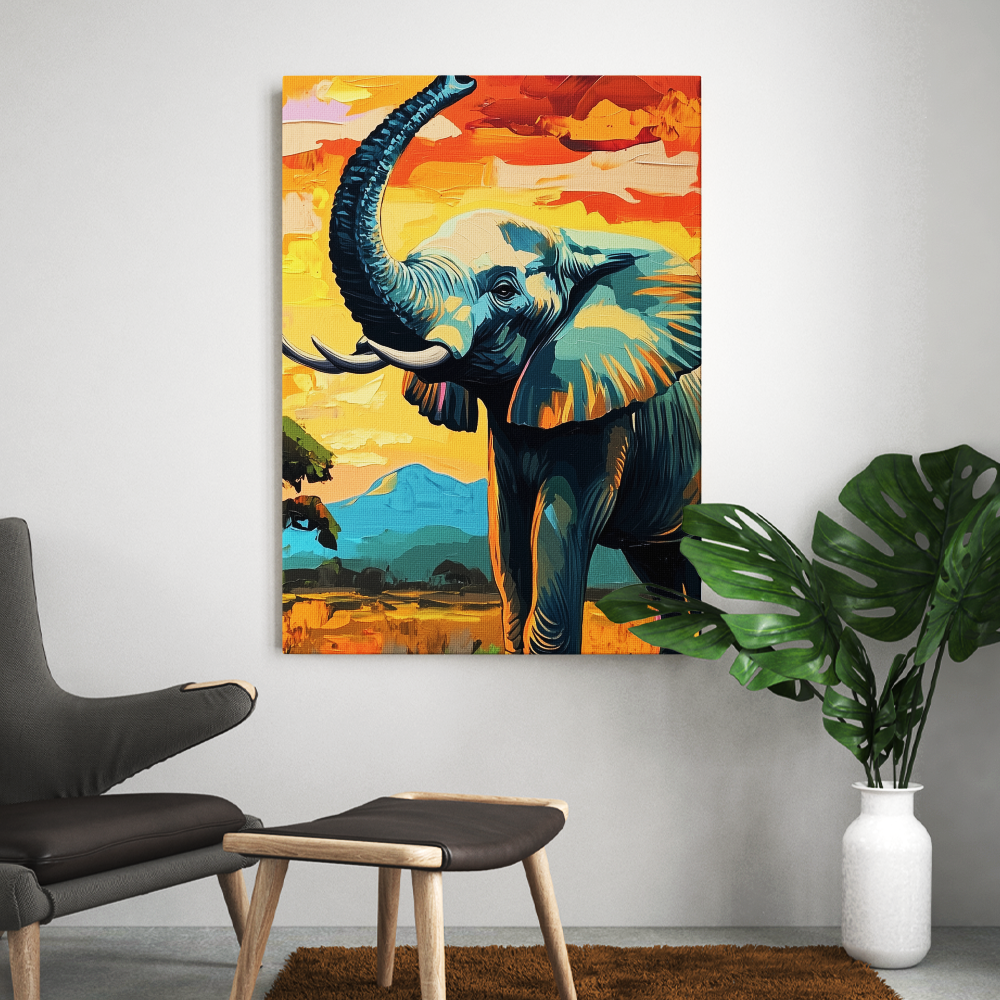 Tableau Eléphant Trompe en L'air