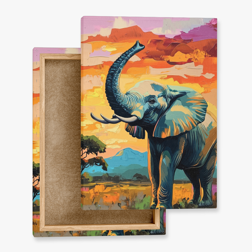 Tableau Eléphant Trompe en L'air
