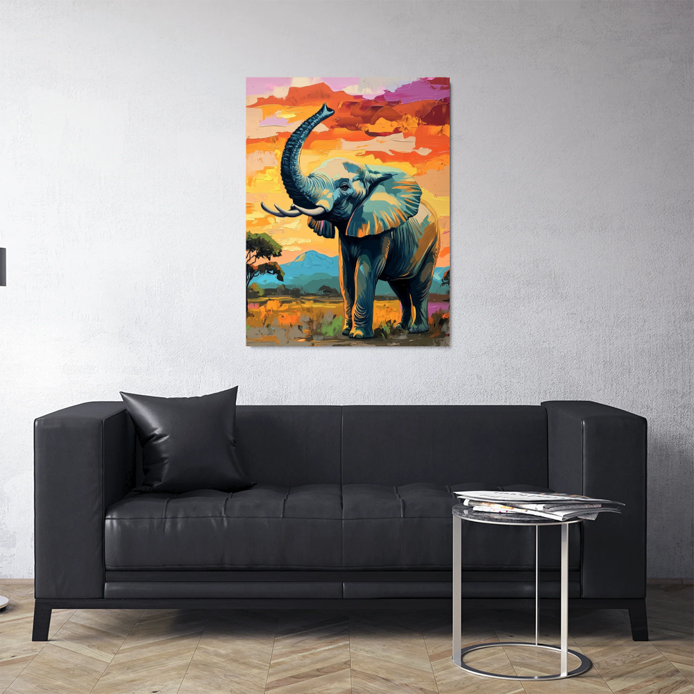 Tableau Eléphant Trompe en L'air