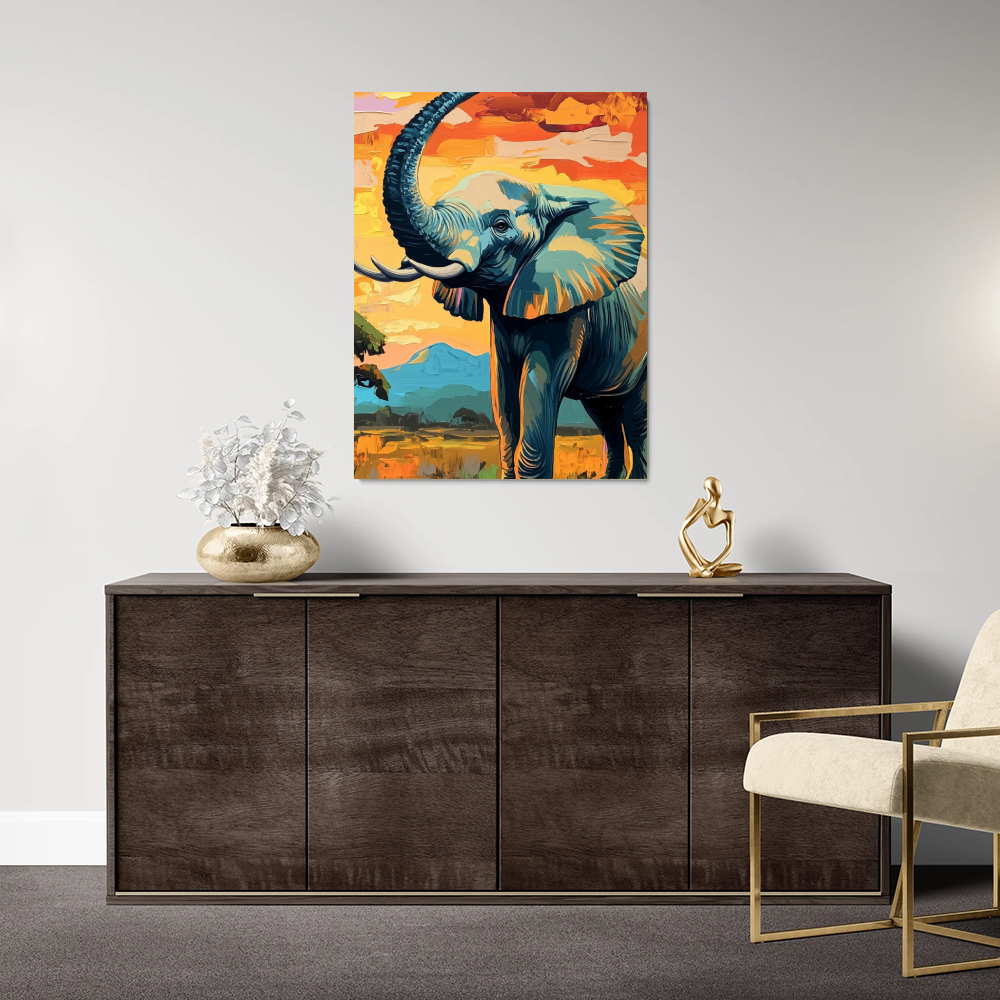 Tableau Eléphant Trompe en L'air