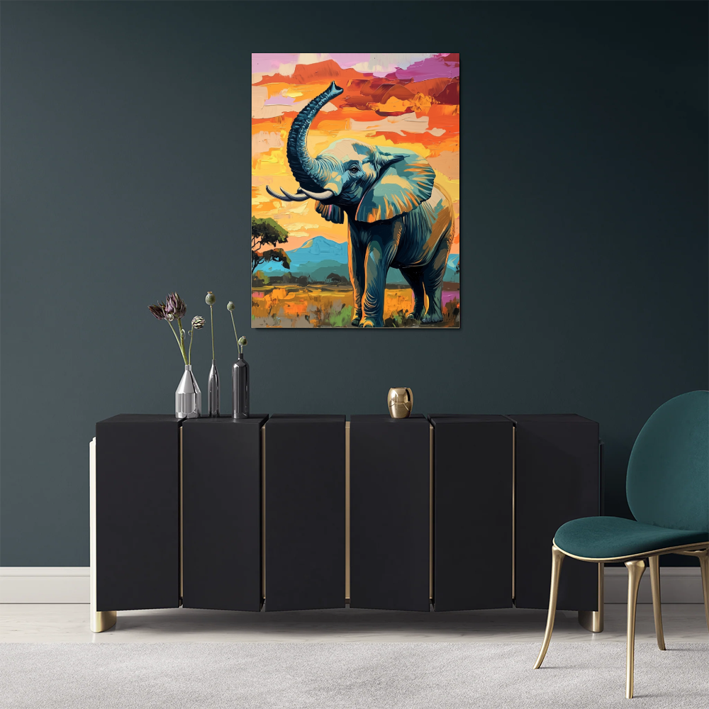 Tableau Eléphant Trompe en L'air