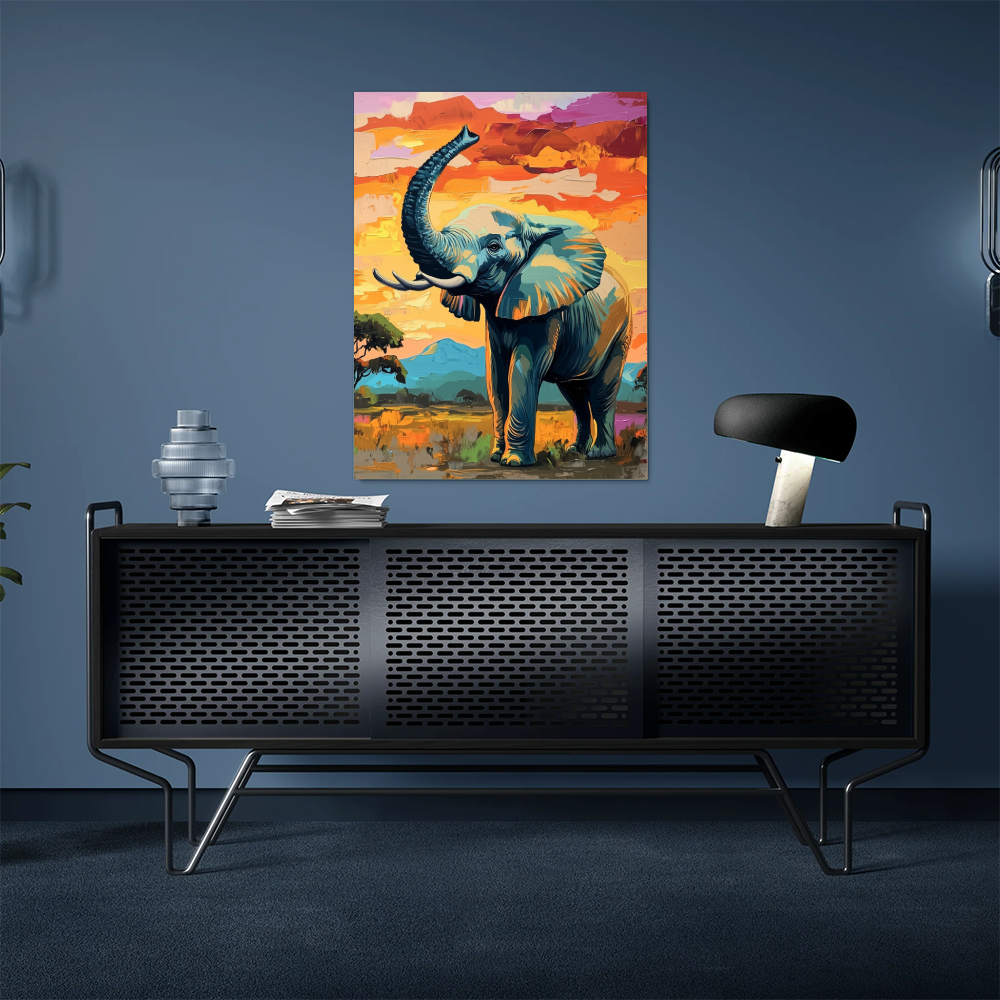 Tableau Eléphant Trompe en L'air