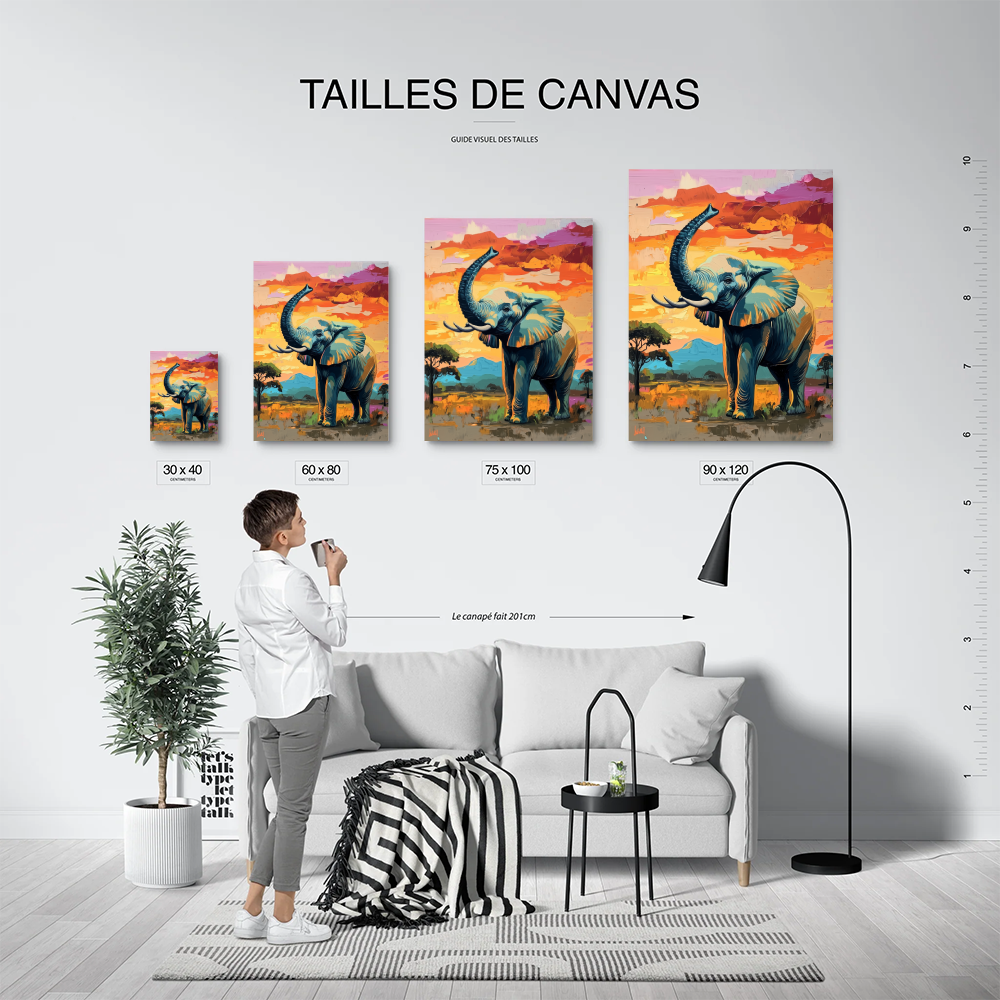 Tableau Eléphant Trompe en L'air