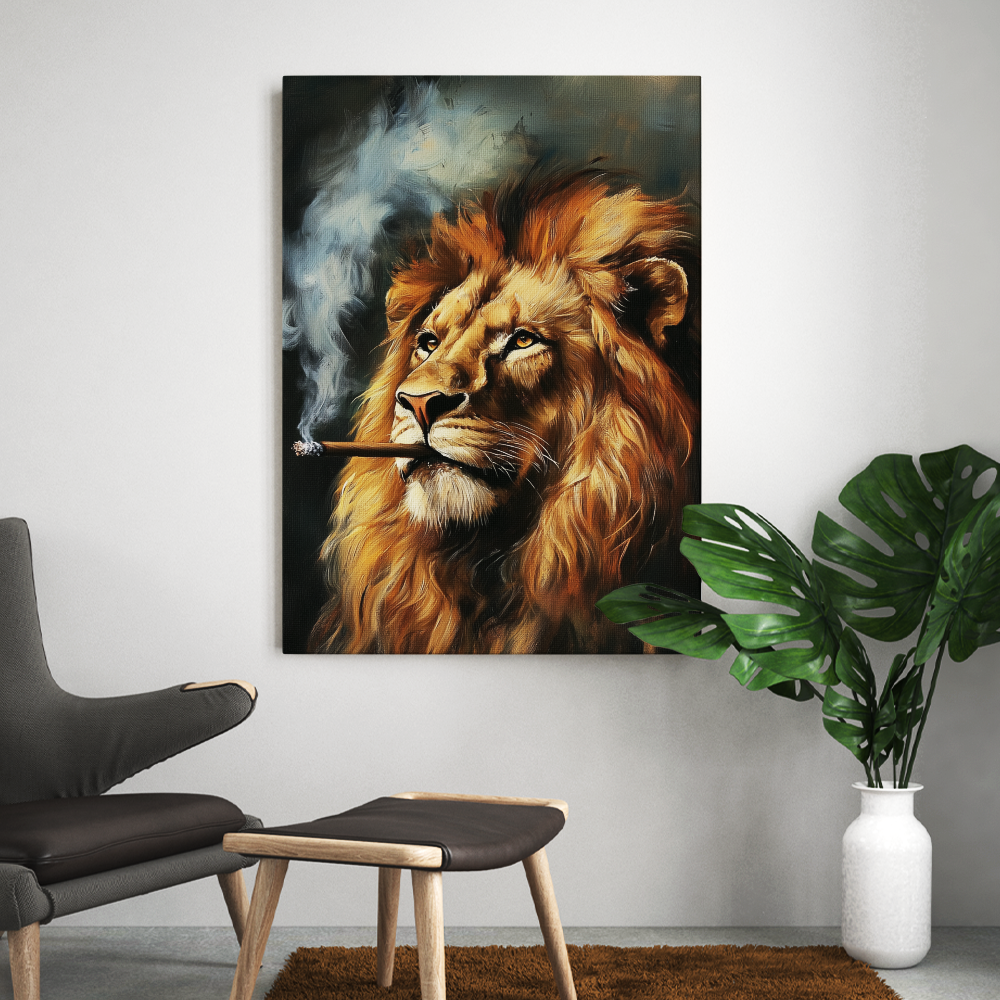 Tableau Lion Avec Cigare