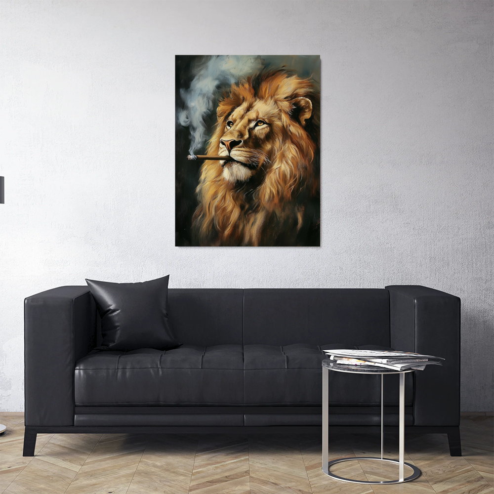 Tableau Lion Avec Cigare