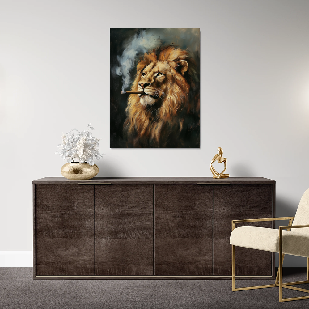 Tableau Lion Avec Cigare