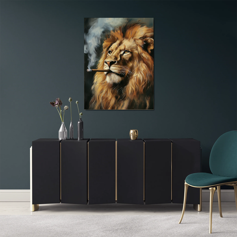 Tableau Lion Avec Cigare