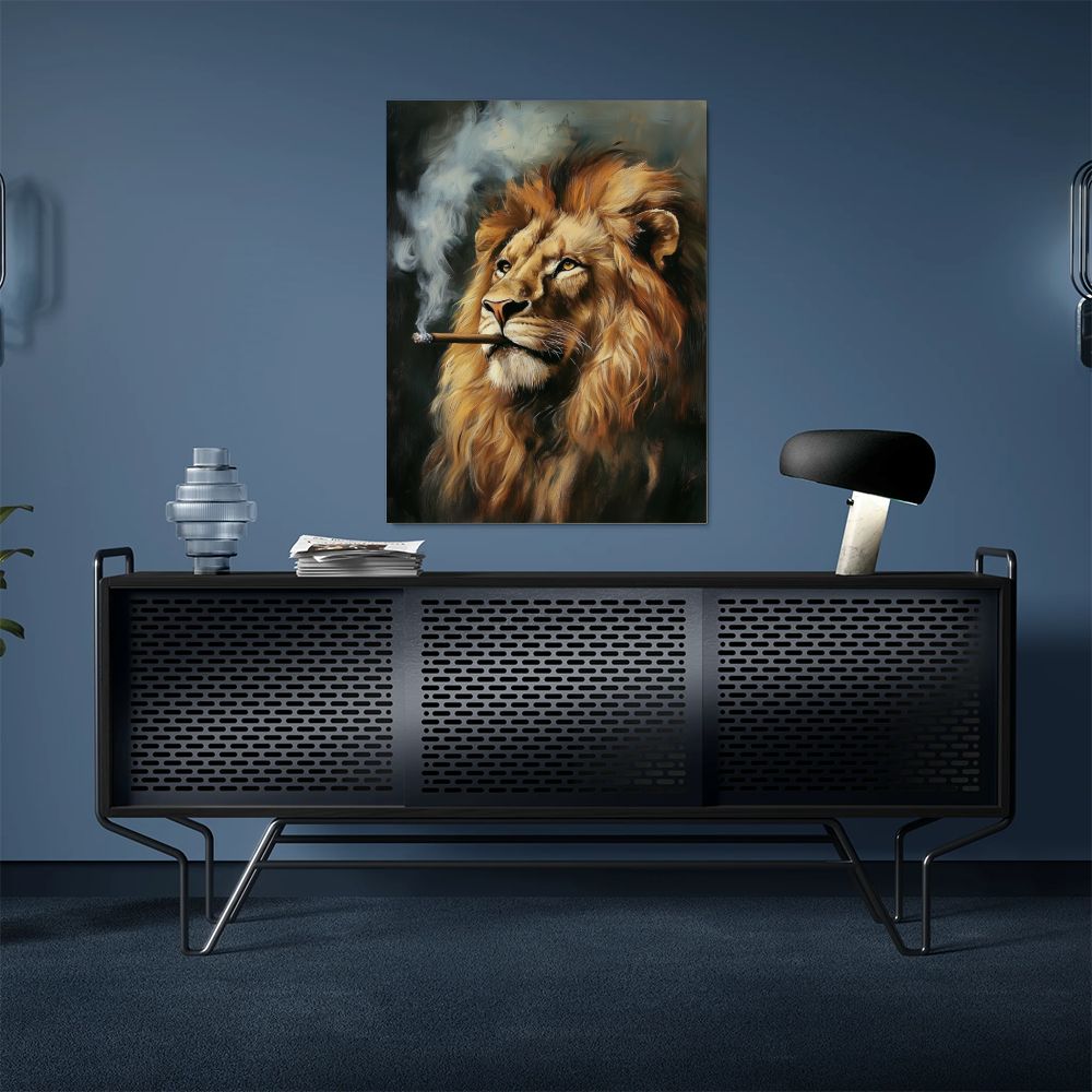 Tableau Lion Avec Cigare