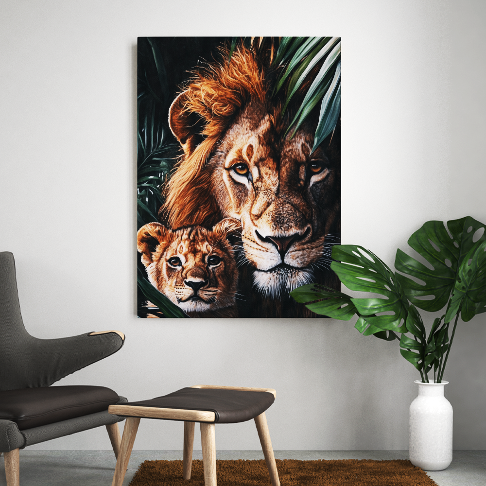 Tableau Lion et Lionceau