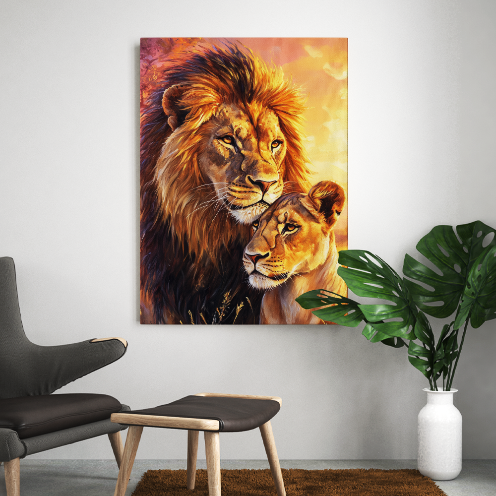 Tableau Lion et Lionne