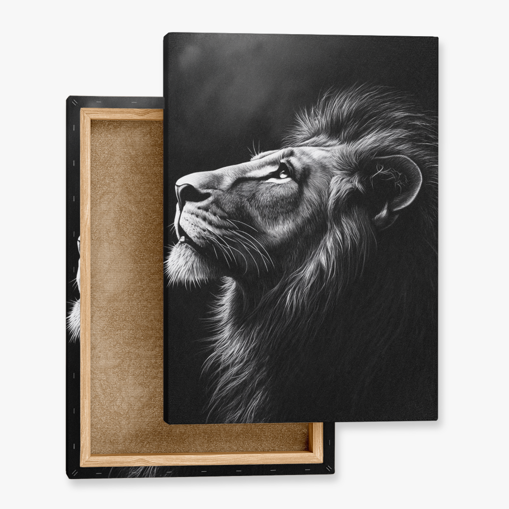 Tableau Lion Noir et Blanc