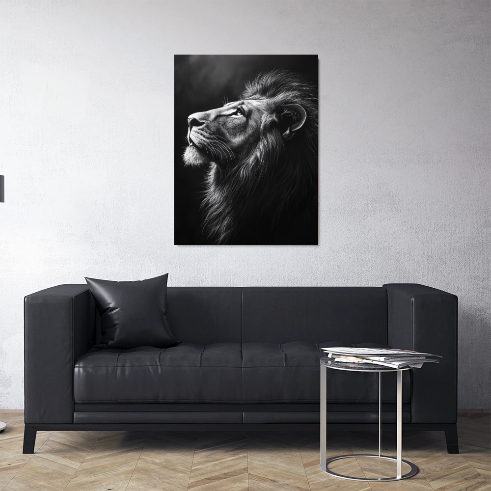 Tableau Lion Noir et Blanc
