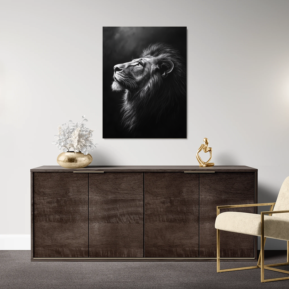 Tableau Lion Noir et Blanc