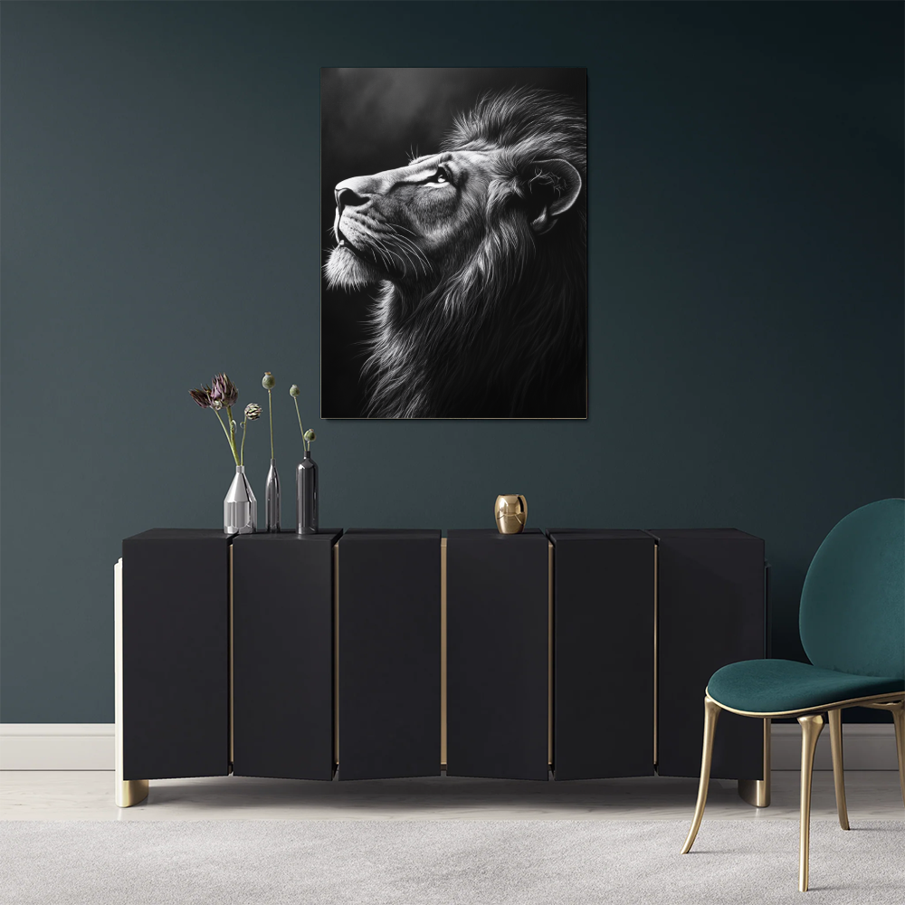 Tableau Lion Noir et Blanc