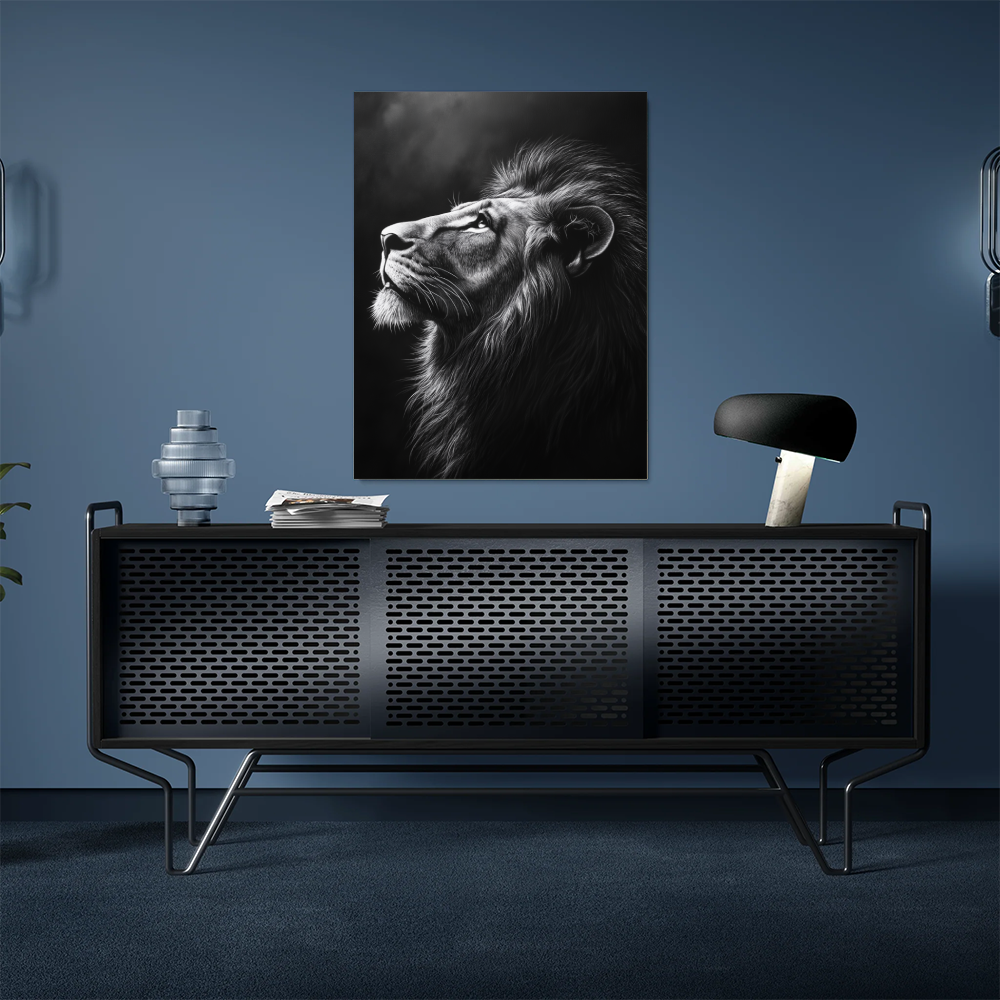 Tableau Lion Noir et Blanc