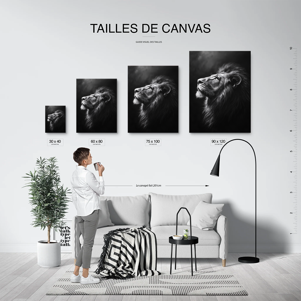 Tableau Lion Noir et Blanc