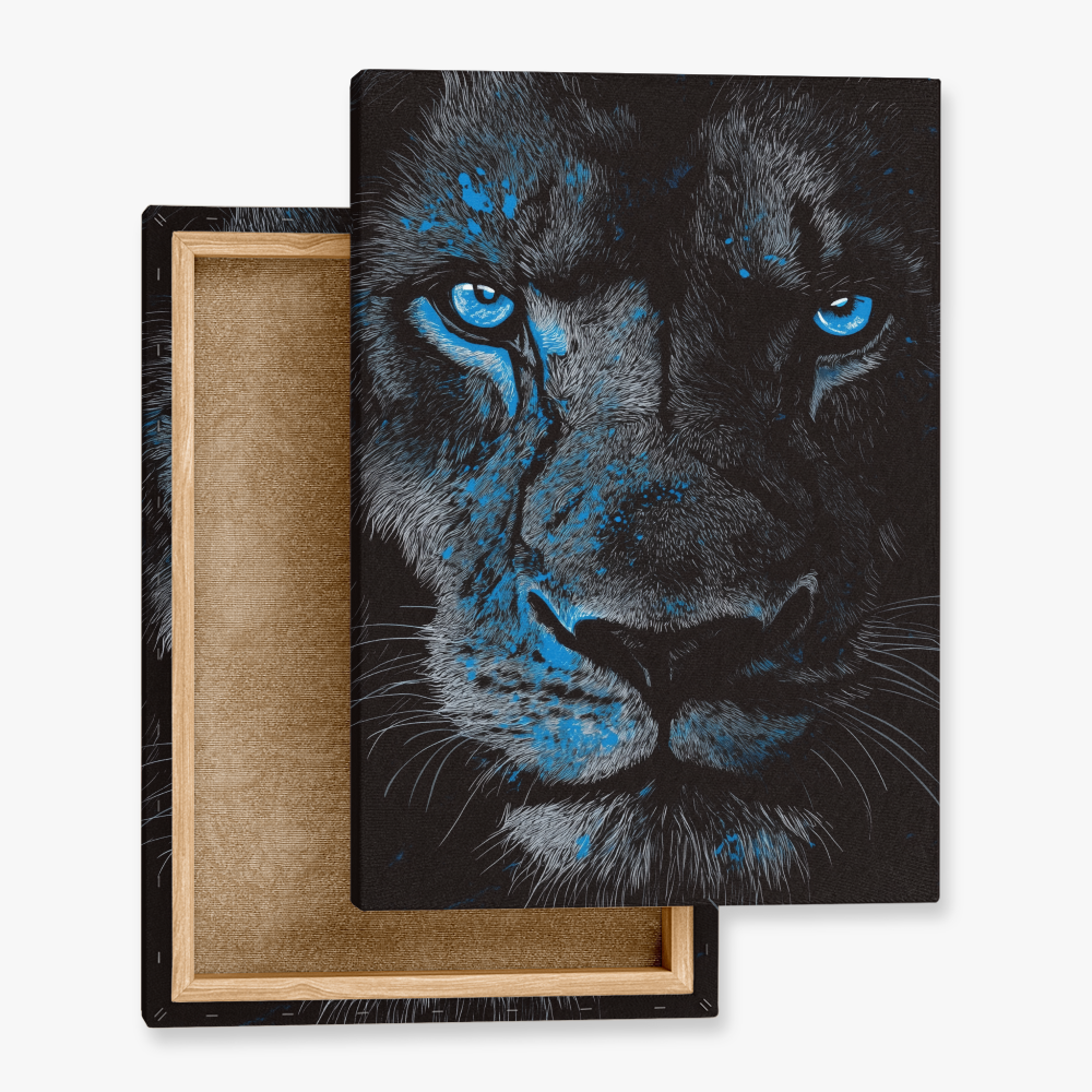 Tableau Lion Yeux Bleu