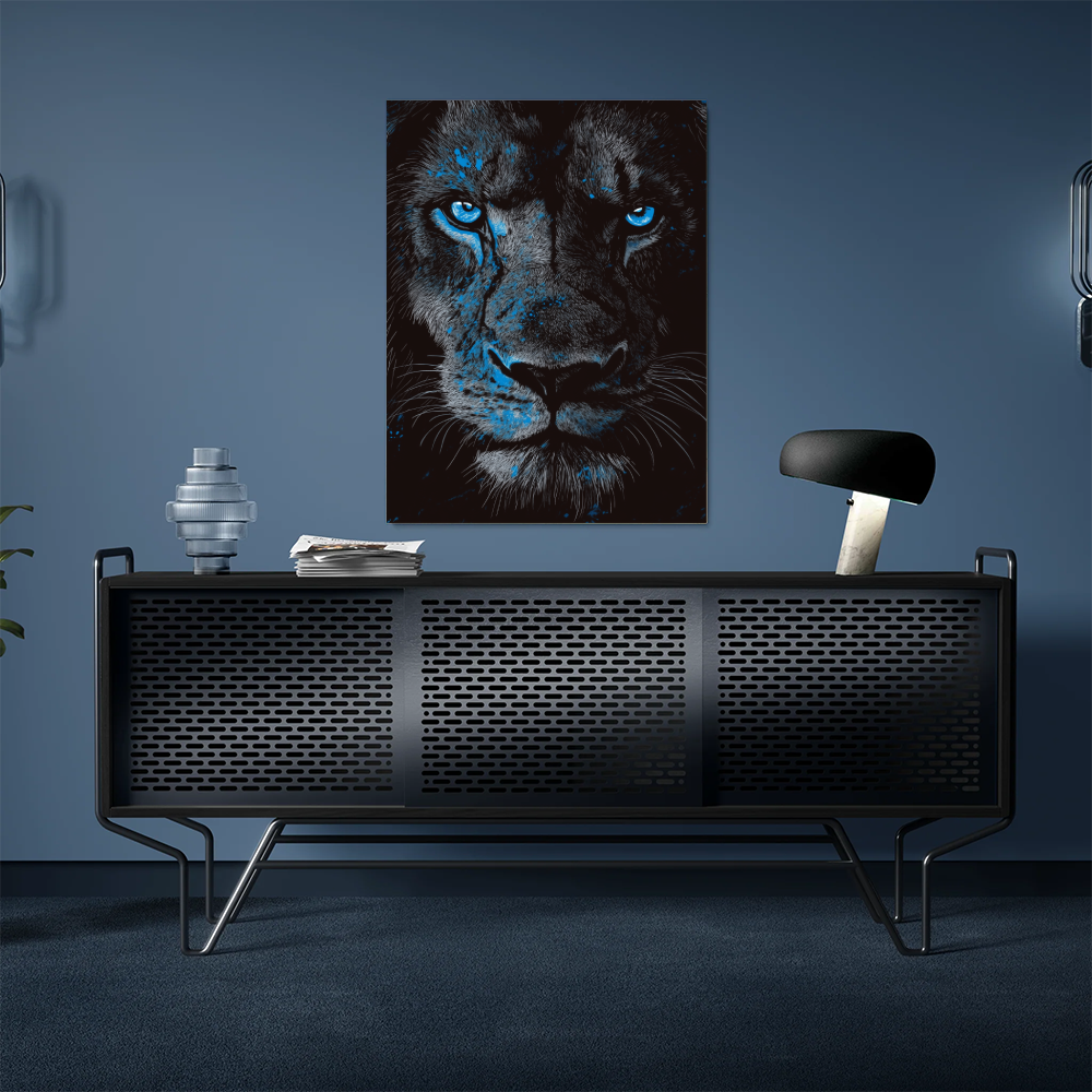 Tableau Lion Yeux Bleu