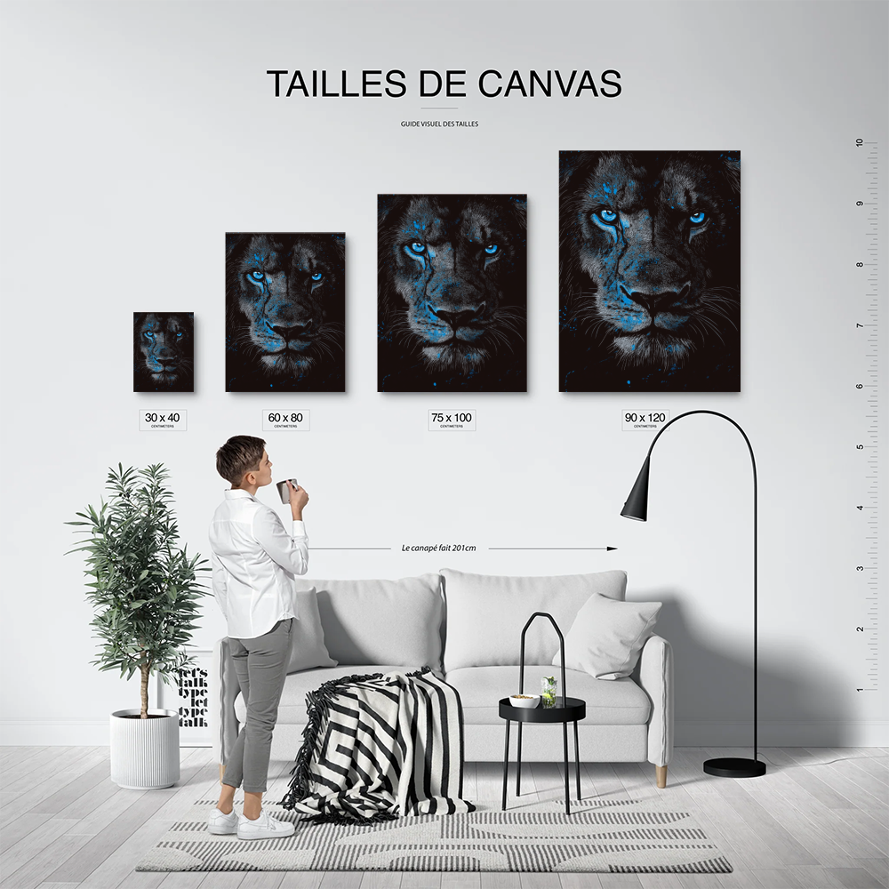 Tableau Lion Yeux Bleu