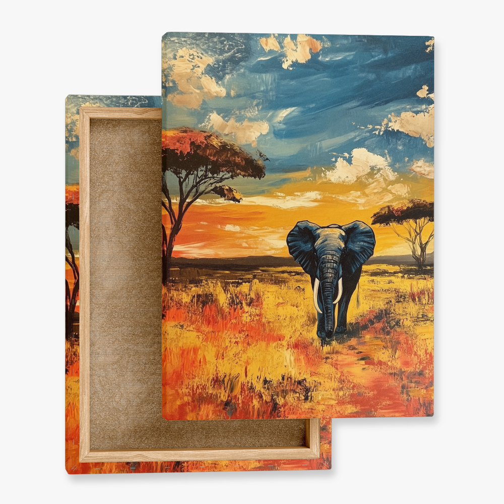 Peinture Eléphant Dans La Savane