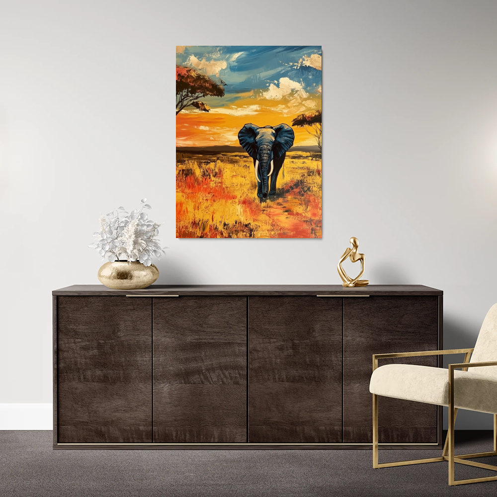 Peinture Eléphant Dans La Savane