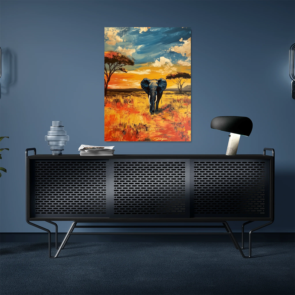 Peinture Eléphant Dans La Savane
