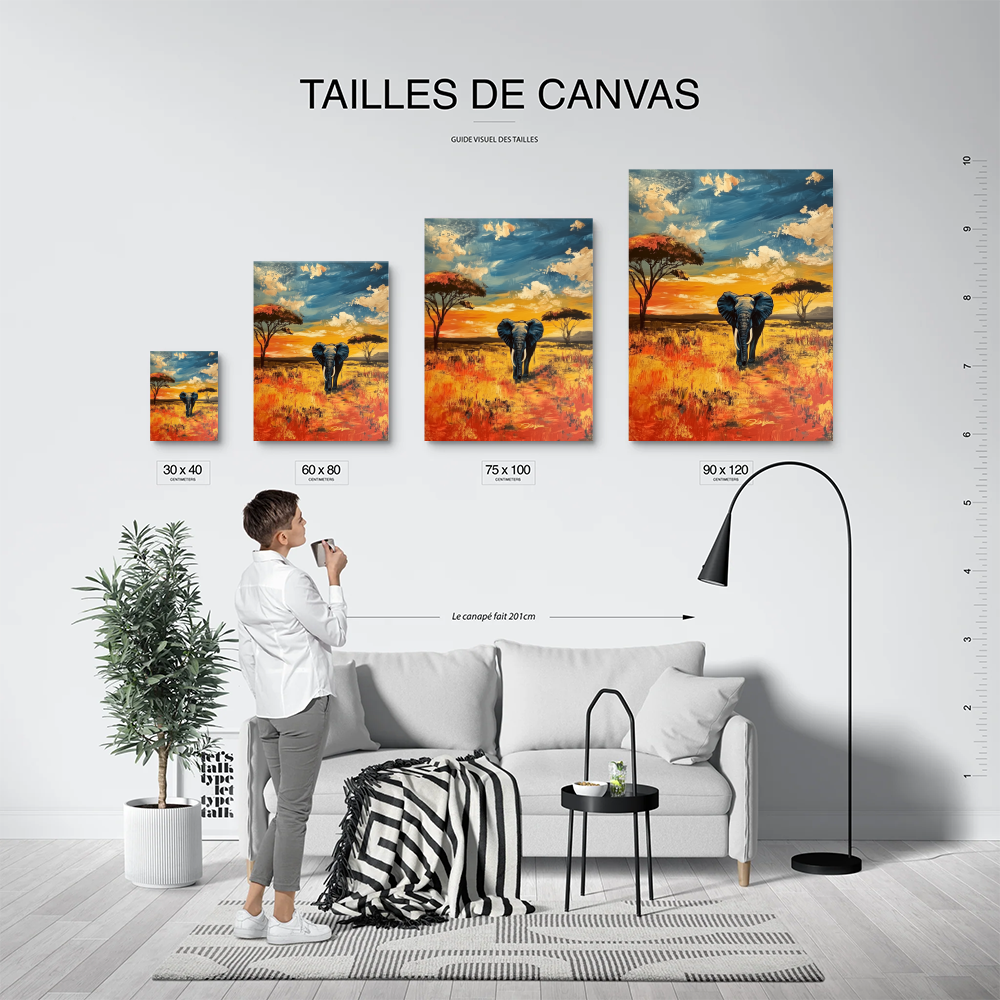 Peinture Eléphant Dans La Savane