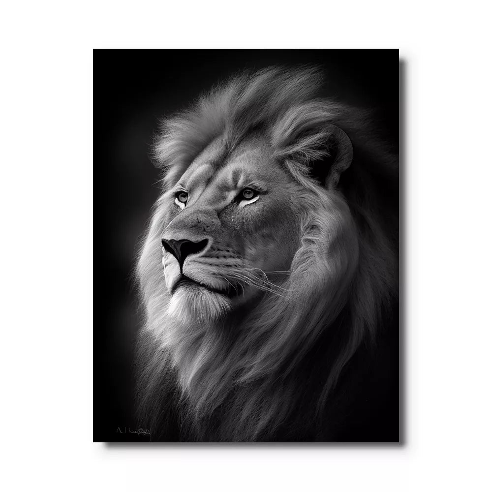 peinture lion noir et blanc canvas